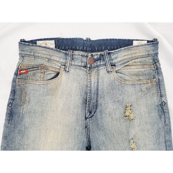 Lee Cooper East London Mens Zane Super Slim Tinted Distressed Denim Jeans Pants - Picture 4 of 10